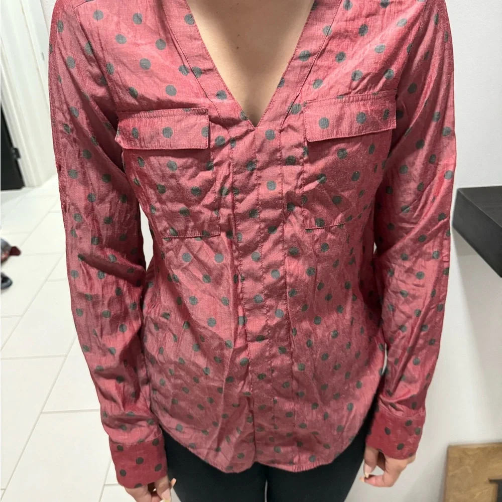 Express Red and Black Patterned Top - Picture 3 of 8
